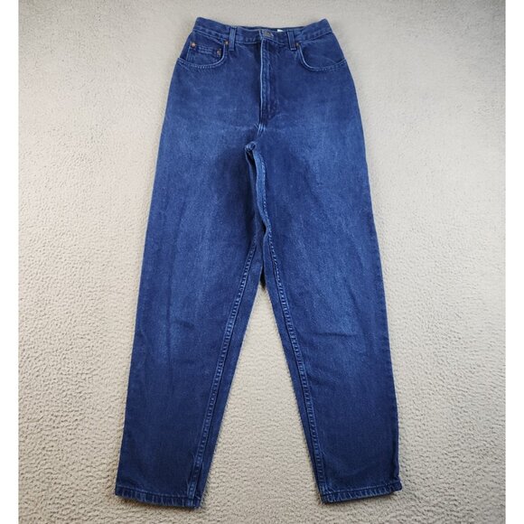 Route 66 Denim - Womens 7/8 Misses Relaxed Fit Jeans Tapered Leg Blue 90's Dark Wash Cotton Denim